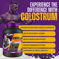 ISO WHEY With Colostrum, Lactose Free, Soy Free, Pro Muscle Maintenance, 27G Protein, 5.5G BCAA, Immunity Booster, 2KG - Italian Coffee