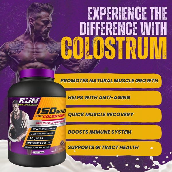 ISO WHEY With Colostrum, Lactose Free, Soy Free, Pro Muscle Maintenance, 27G Protein, 5.5G BCAA, Immunity Booster, 2KG - Italian Coffee