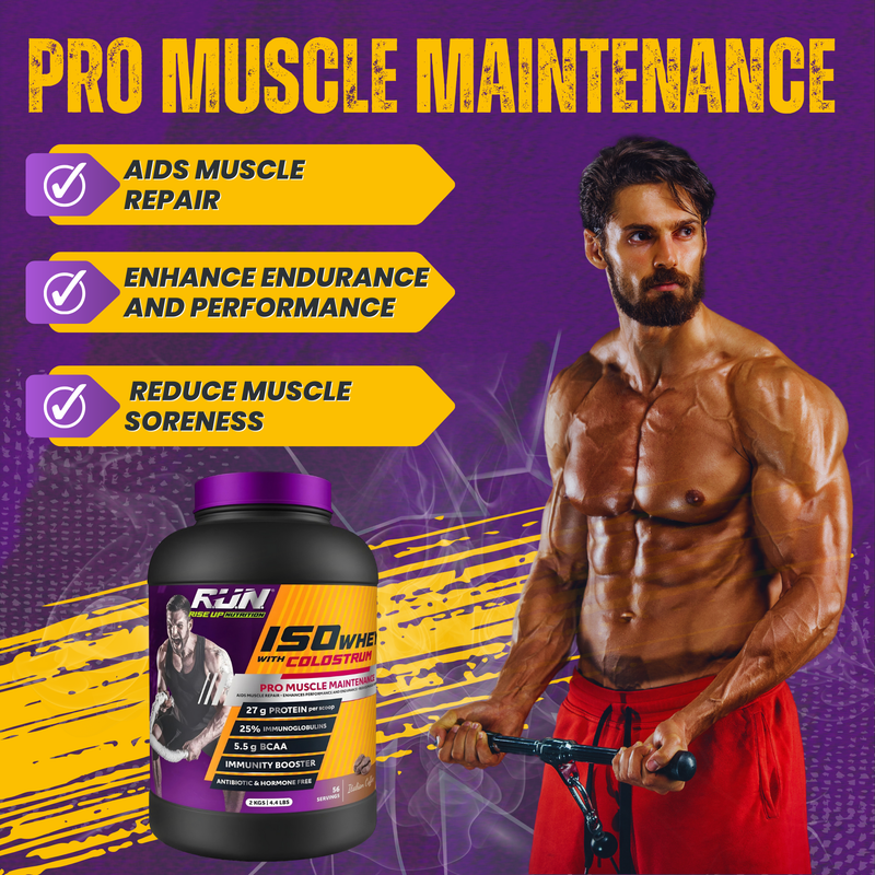 ISO WHEY With Colostrum, Lactose Free, Soy Free, Pro Muscle Maintenance, 27G Protein, 5.5G BCAA, Immunity Booster, 2KG - Italian Coffee