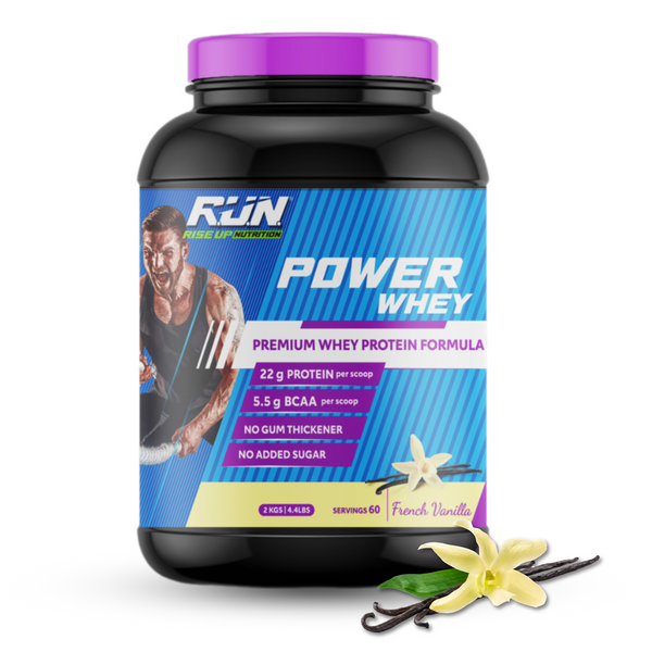 Power Whey Protein 2kg, Premium Whey Powder, 22g Protein, 5.5g BCAA, Non-GMO, Gluten free, Soy free, 4.40 Lbs - Vanilla