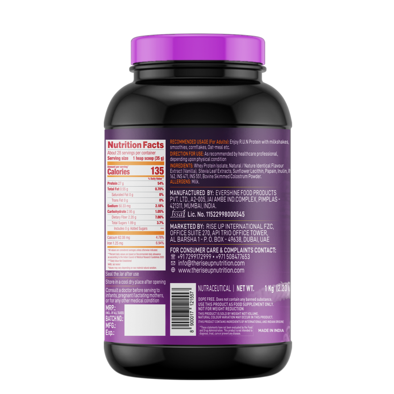 ISO WHEY With Colostrum, Lactose Free, Soy Free, Pro Muscle Maintenance, 27G Protein, 5.5G BCAA, Immunity Booster 1KG -  French Vanilla