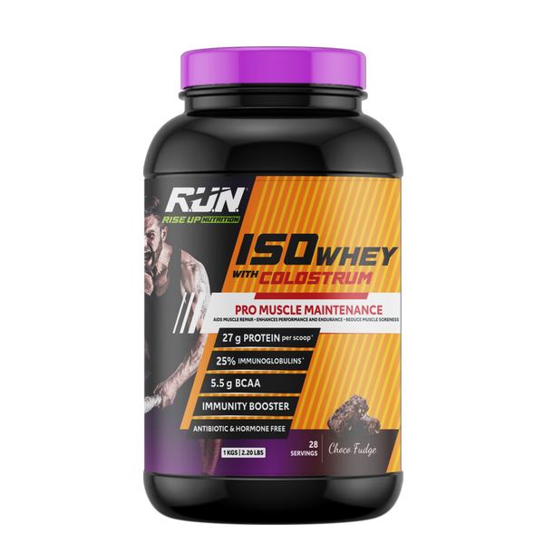 ISO WHEY With Colostrum, Lactose Free, Soy Free, Pro Muscle Maintenance, 27G Protein, 5.5G BCAA, Immunity Booster 1KG -  Choco Fudge