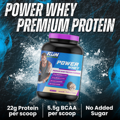 Power Whey Protein 2kg, Premium Whey Powder, 22g Protein, 5.5g BCAA, Non-GMO, Gluten free, Soy free, 4.40 Lbs - Cookie n Cream