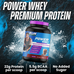 Power Whey Protein 2kg, Premium Whey Powder, 22g Protein, 5.5g BCAA, Non-GMO, Gluten free, Soy free, 4.40 Lbs - Mocha