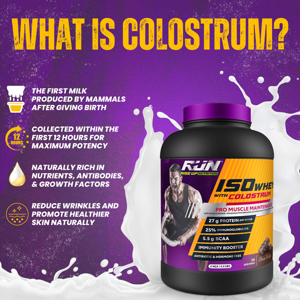 ISO WHEY With Colostrum, Lactose Free, Soy Free, Pro Muscle Maintenance, 27G Protein, 5.5G BCAA, Immunity Booster, 2KG - Choco Fudge