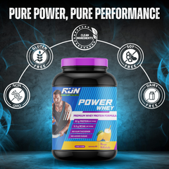 Power Whey Protein 2kg, Premium Whey Powder, 22g Protein, 5.5g BCAA, Non-GMO, Gluten free, Soy free, 4.40 Lbs - Mango