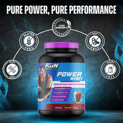 Power Whey Protein 2kg, Premium Whey Powder, 22g Protein, 5.5g BCAA, Non-GMO, Gluten free, Soy free, 4.40 Lbs - Mocha
