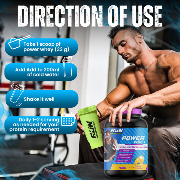 Power Whey Protein 2kg, Premium Whey Powder, 22g Protein, 5.5g BCAA, Non-GMO, Gluten free, Soy free, 4.40 Lbs - Mango