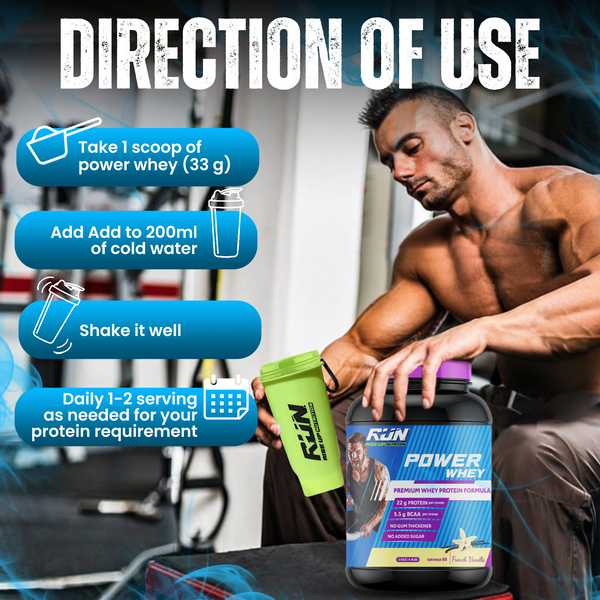 Power Whey Protein 2kg, Premium Whey Powder, 22g Protein, 5.5g BCAA, Non-GMO, Gluten free, Soy free, 4.40 Lbs - Vanilla