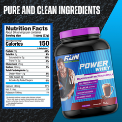 Power Whey Protein 2kg, Premium Whey Powder, 22g Protein, 5.5g BCAA, Non-GMO, Gluten free, Soy free, 4.40 Lbs - Mocha