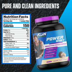 Power Whey Protein 2kg, Premium Whey Powder, 22g Protein, 5.5g BCAA, Non-GMO, Gluten free, Soy free, 4.40 Lbs - Cookie n Cream