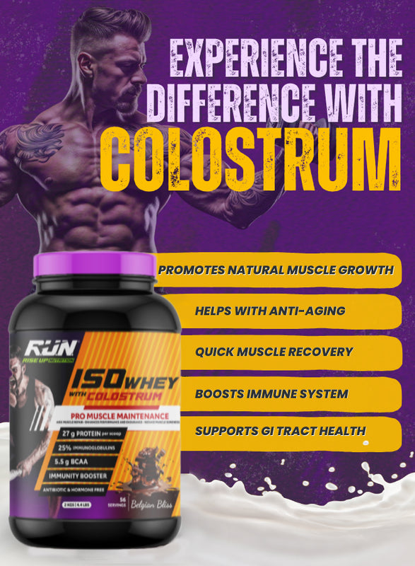 ISO WHEY With Colostrum, Lactose Free, Soy Free, Pro Muscle Maintenance, 27G Protein, 5.5G BCAA, Immunity Booster, 2KG -  Belgian Bliss