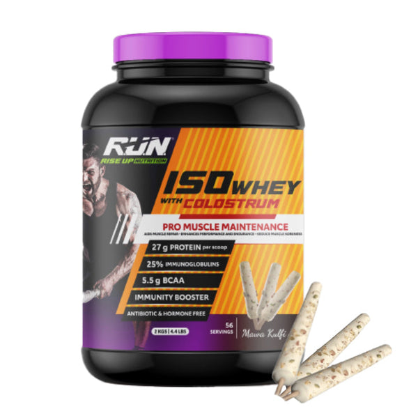 ISO WHEY With Colostrum, Lactose Free, Soy Free, Pro Muscle Maintenance, 27G Protein, 5.5G BCAA, Immunity Booster, 2KG -  Mawa Kulfi