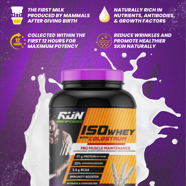 ISO WHEY With Colostrum, Lactose Free, Soy Free, Pro Muscle Maintenance, 27G Protein, 5.5G BCAA, Immunity Booster, 2KG -  Mawa Kulfi