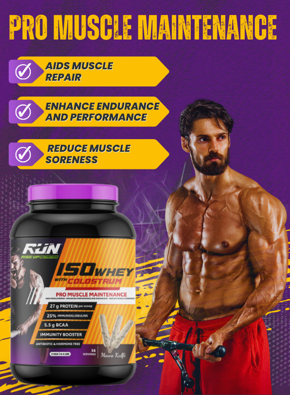 ISO WHEY With Colostrum, Lactose Free, Soy Free, Pro Muscle Maintenance, 27G Protein, 5.5G BCAA, Immunity Booster, 2KG -  Mawa Kulfi