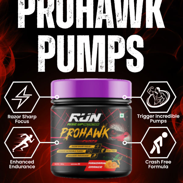 Prohawk Pumps, Advance Pre-workout, Crash Free, Pure Energy, Sharp Focus & More Pumps, 30 Servingss - Mandrin Orange