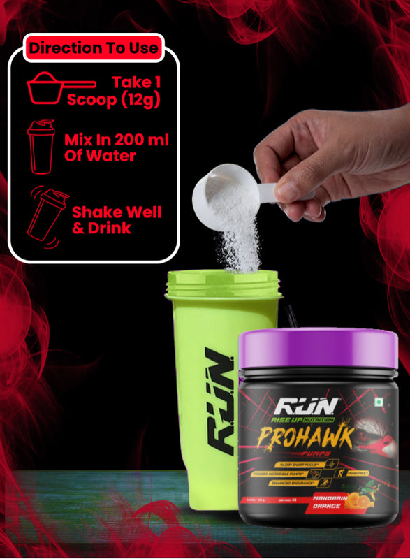 Prohawk Pumps, Advance Pre-workout, Crash Free, Pure Energy, Sharp Focus & More Pumps, 30 Servingss - Mandrin Orange